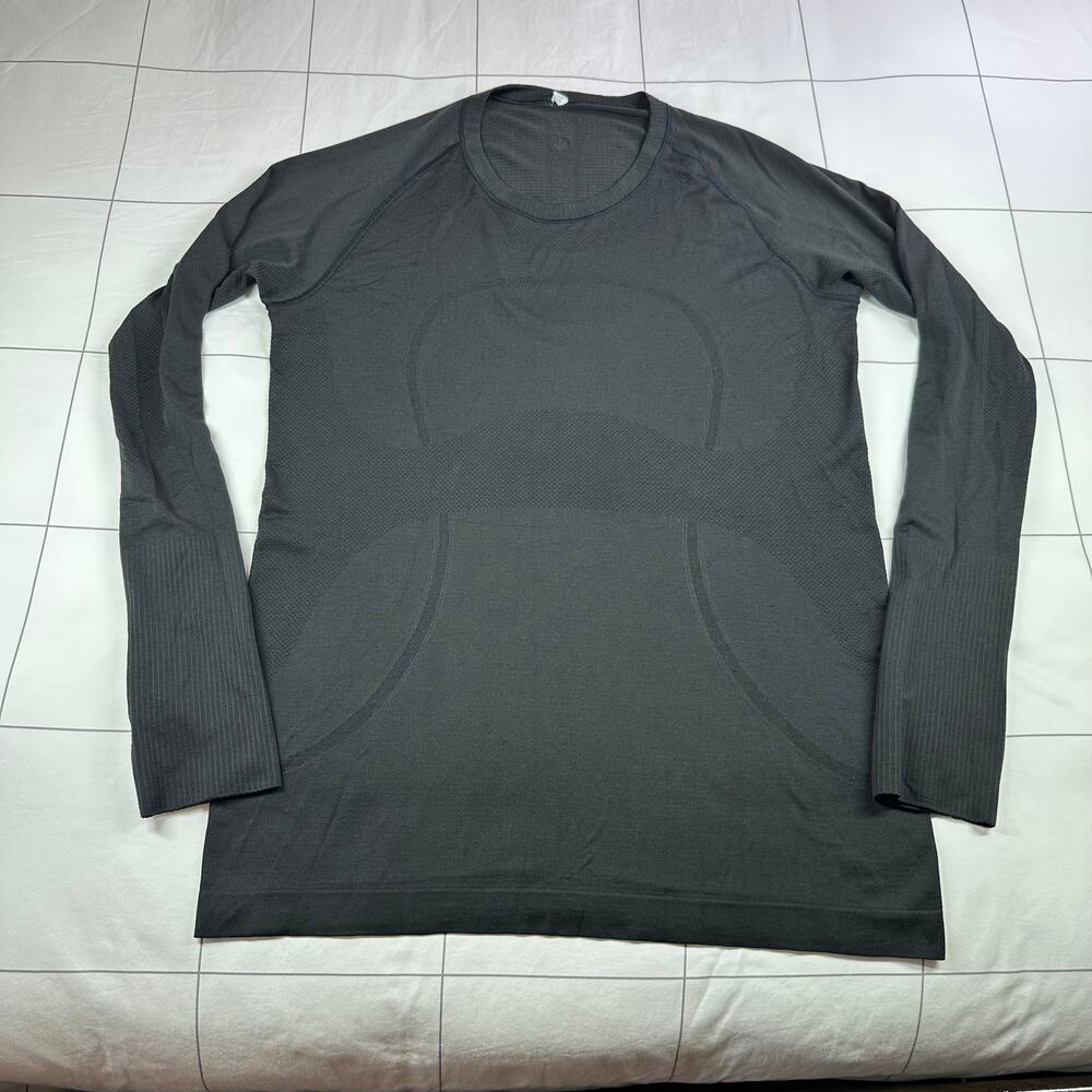 Lululemon Top Womens 12 Black Swift Stride Long Sleeve Athletic Run Workout Gym